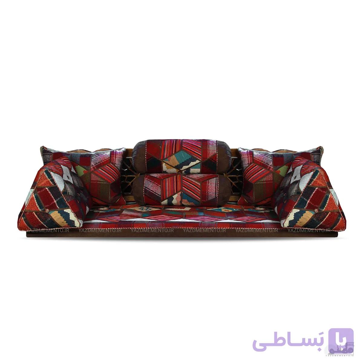 پشتی سنتی شاه نشین ترمه طرح گلیم دست دوز – ست 7 تکه — تصویر 1