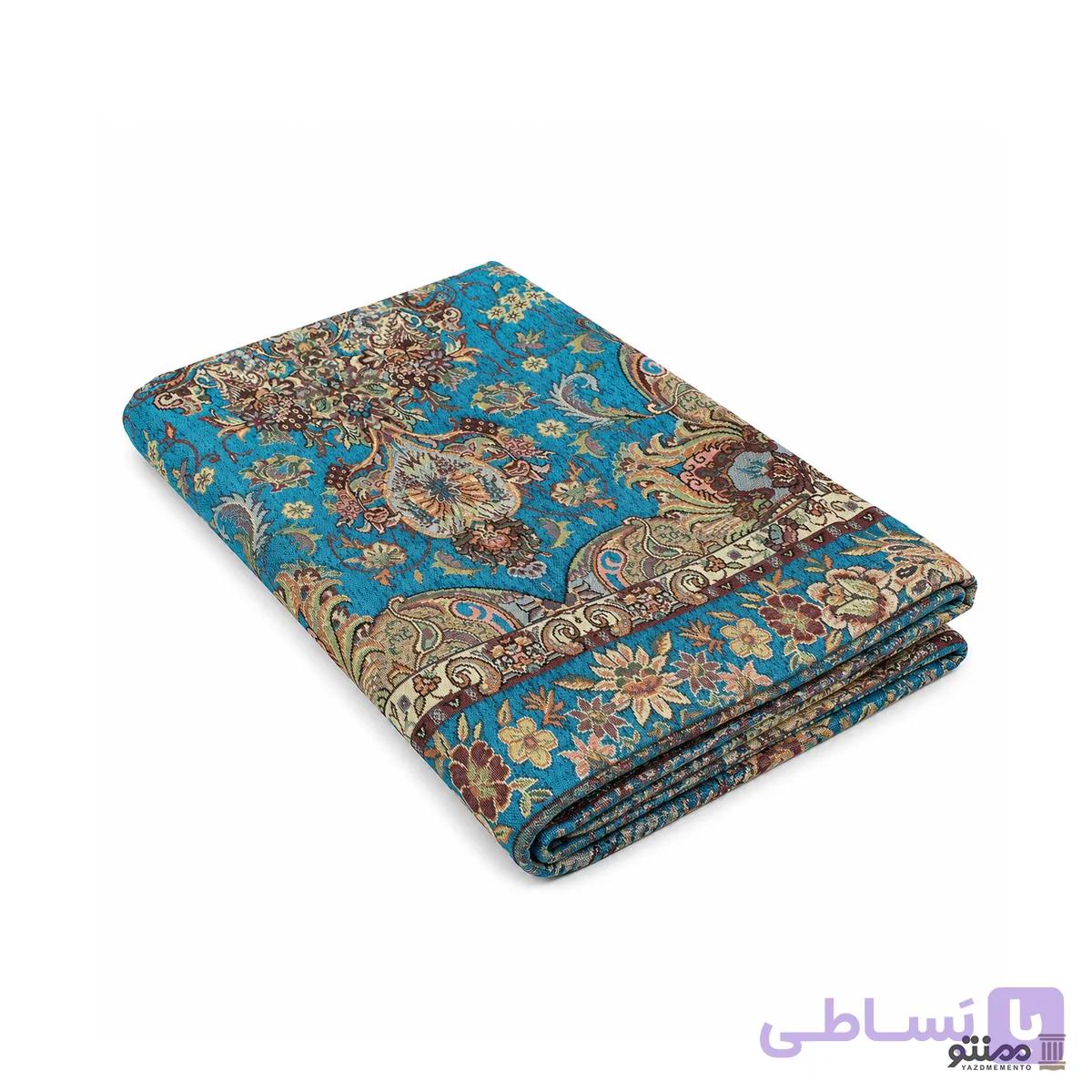 روفرشی مخمل زرک دار رز مریم رنگ آبی کد 014 — تصویر 1