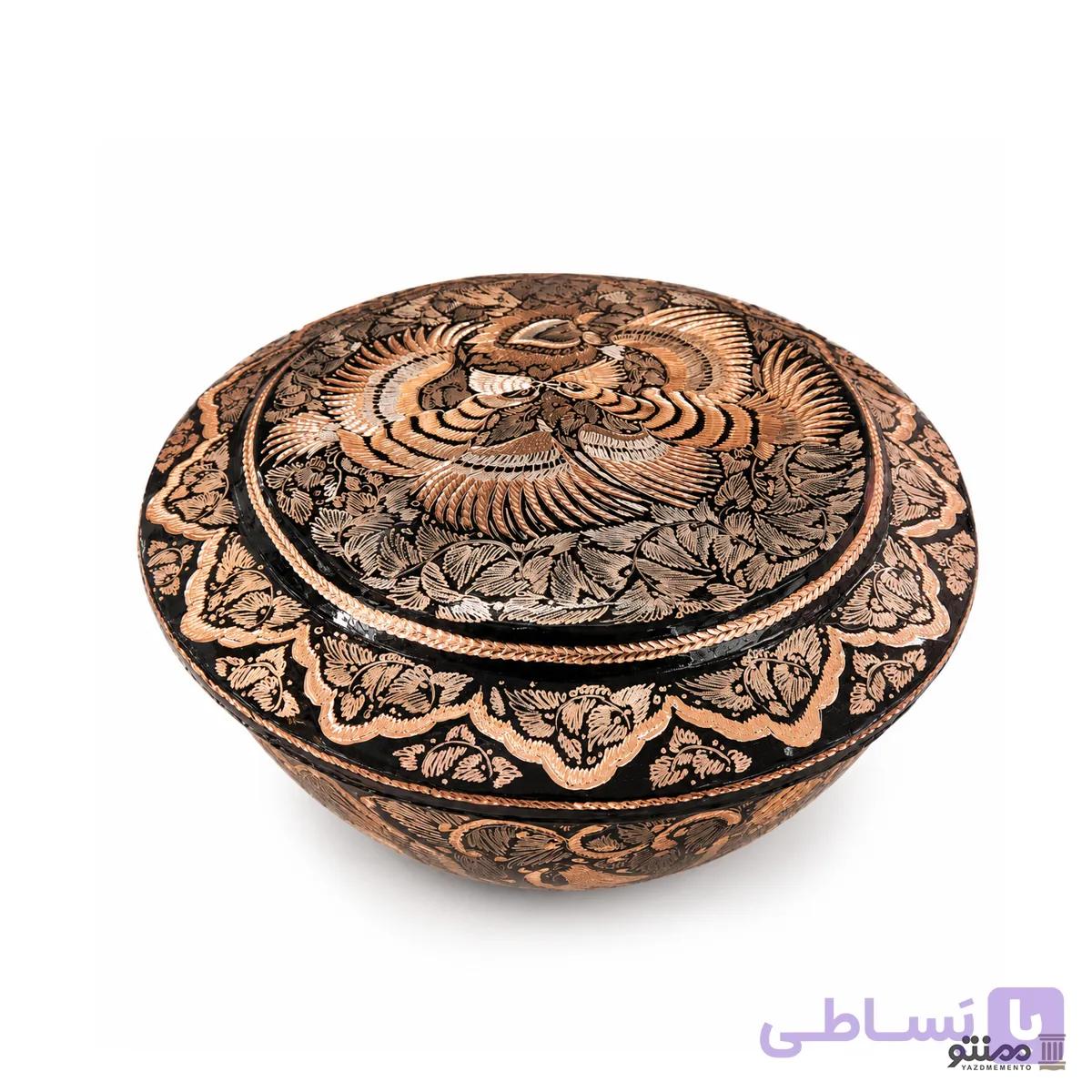 غذا خوری مسی الماس تراش طرح ققنوس 16*34 — تصویر 1