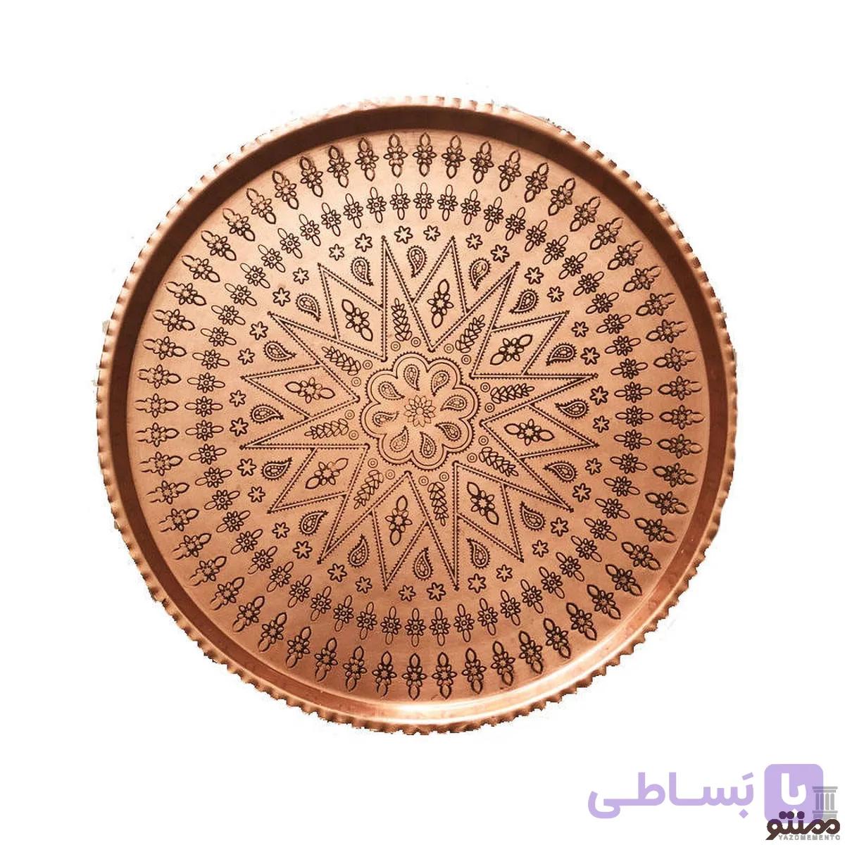 سینی مسی زنجان طرح گرد سایز 5 دهنه 24 — تصویر 1
