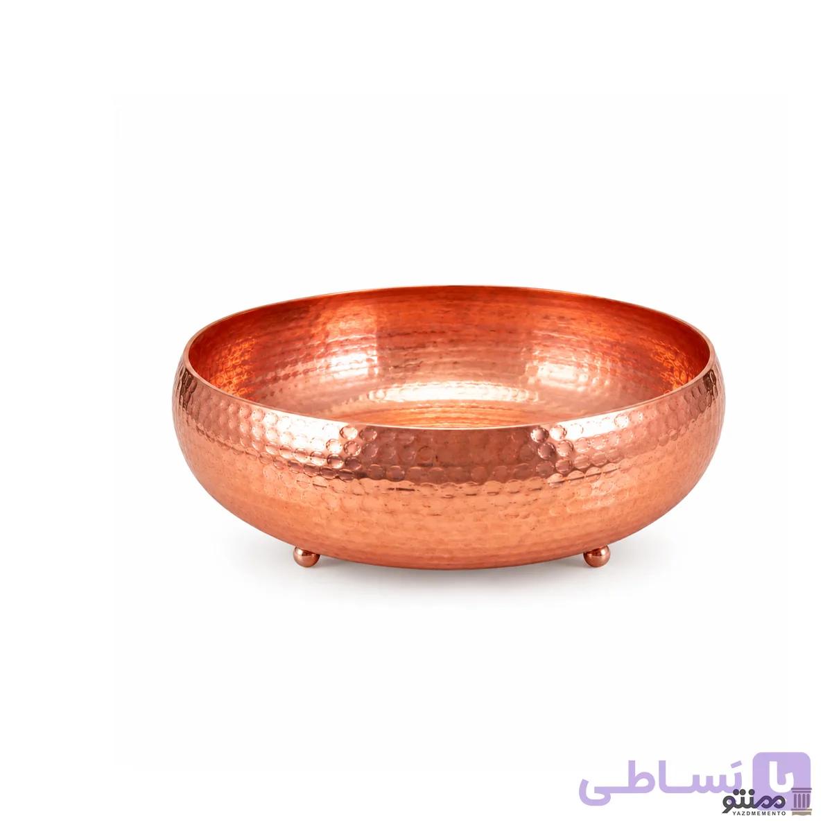 کاسه مسی مدل درسا پایه دار ساده