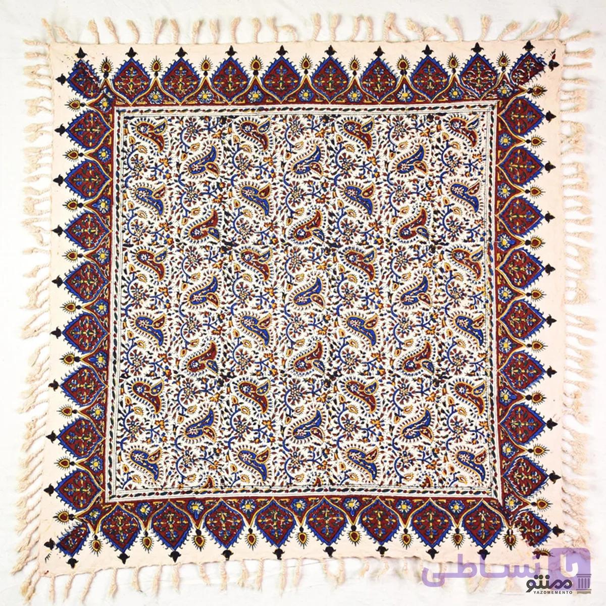 رومیزی قلمکار اصفهان مدل سلسله سایز 100*100 — تصویر 1