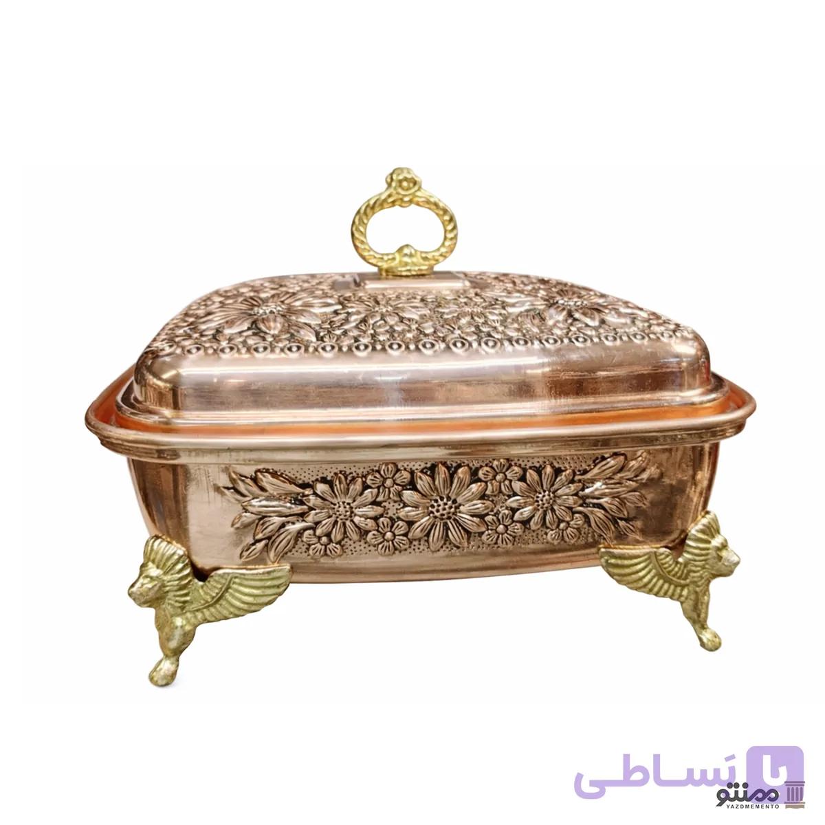 سوفله خوری مسی طرح گل پایه دار دهنه 22 — تصویر 1