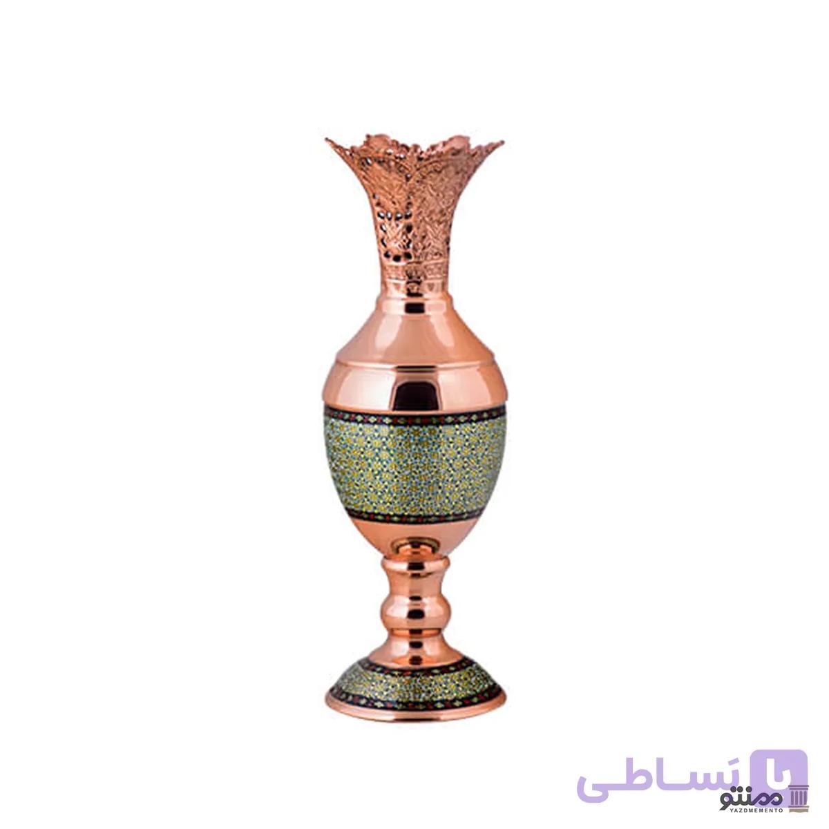 گلدان سنبلدان مس و خاتم ممتاز آقاجانی شماره 1 — تصویر 1