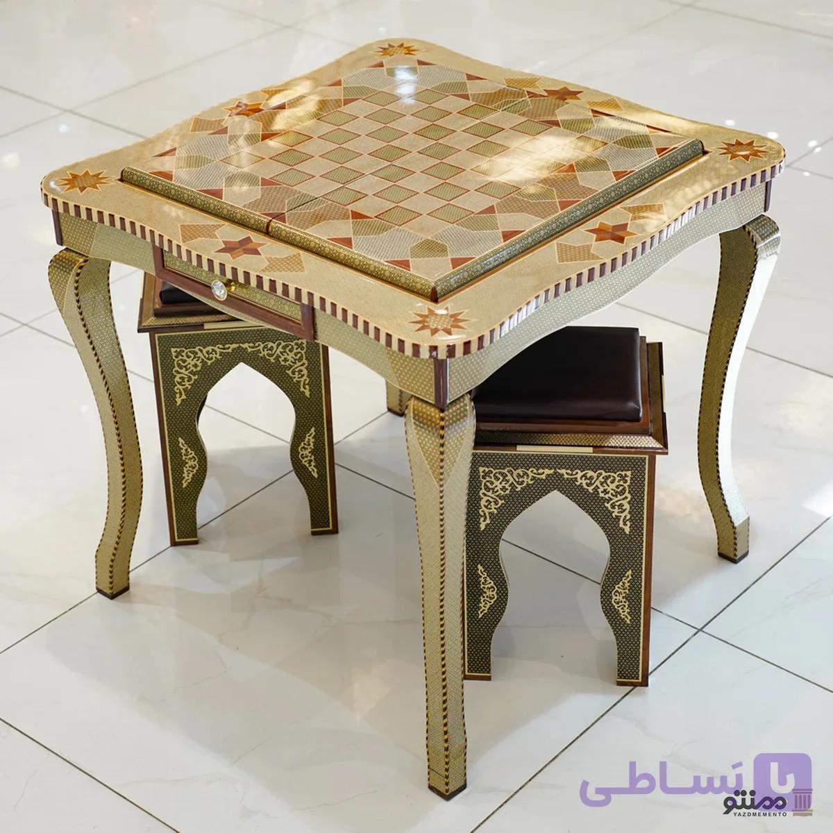 میز تمام خاتم نفیس شطرنج و تخته نرد آقاجانی ارتفاع 70 — تصویر 1