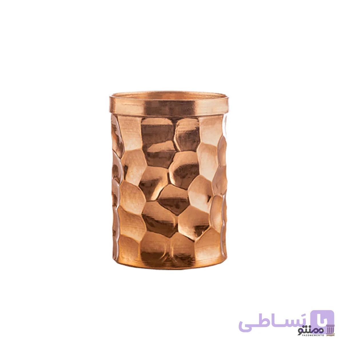لیوان مسی مدل استوانه چکشی مدرن 2 عددی طوسی — تصویر 1