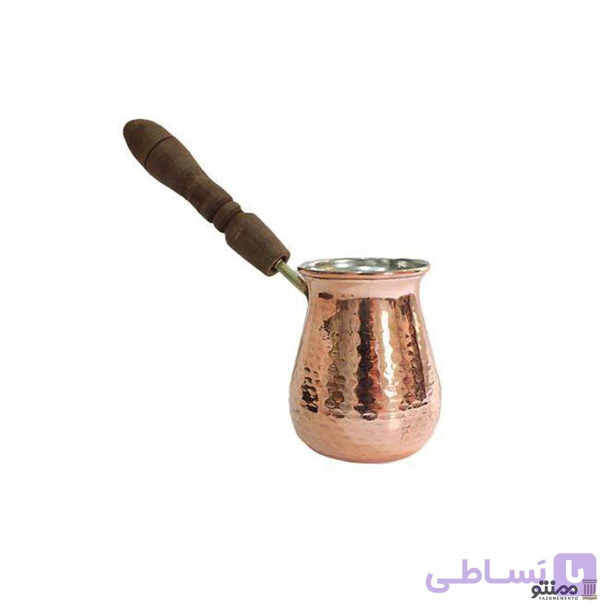 قهوه جوش مسی دسته چوبی مدل کارن قطر 8 سانتیمتر — تصویر 1