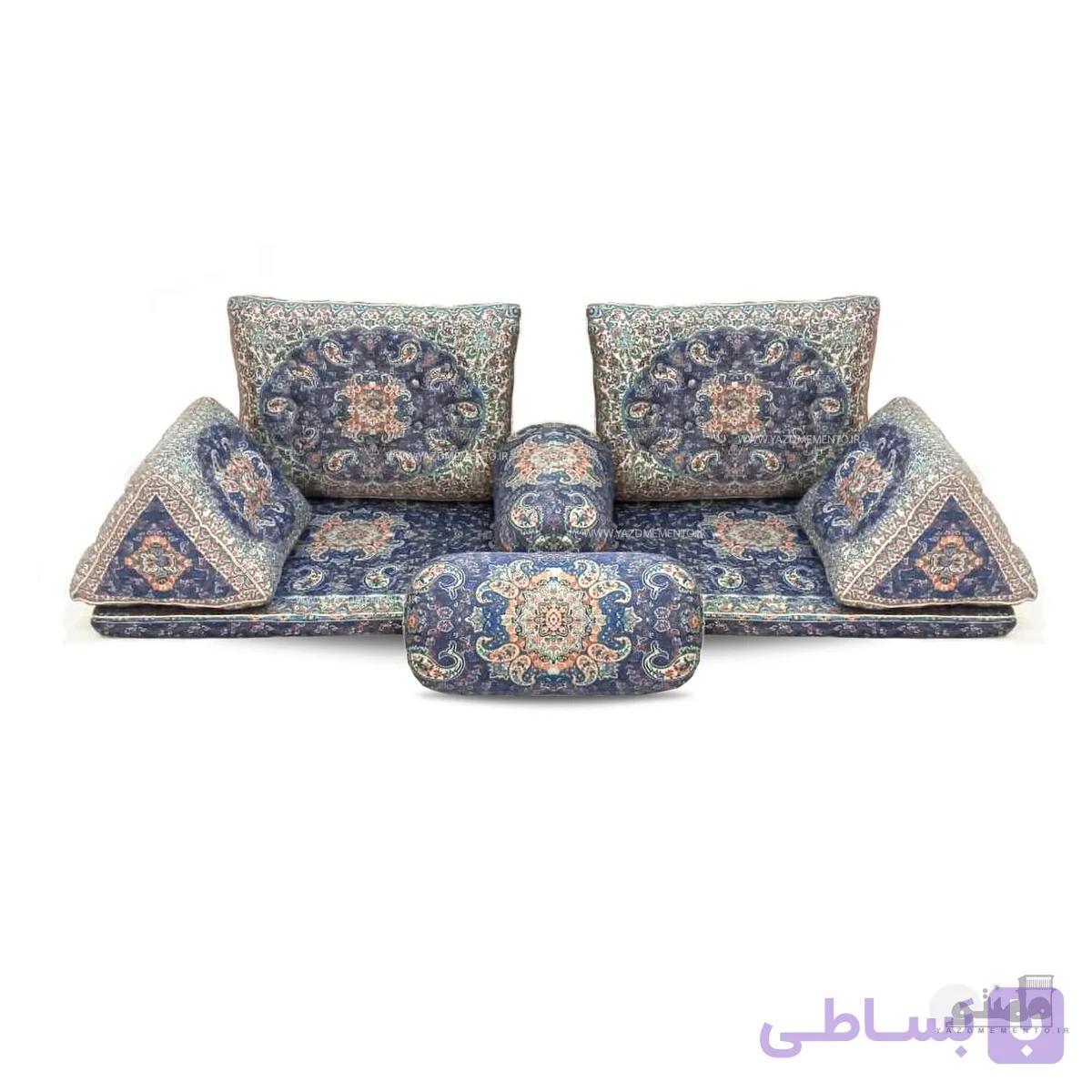 سرویس پشتی سنتی شاه نشین طرح آسمان سرمه ای — تصویر 1