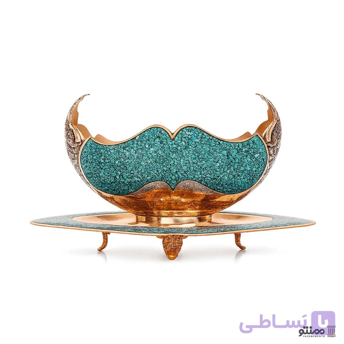 کشکول و بشقاب فیروزه کوبی آقاجانی سایز 1 — تصویر 1