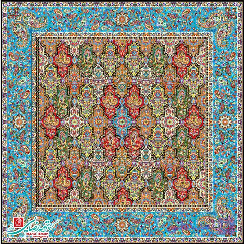 رومیزی پارچه ترمه مربع طرح پارمیس — تصویر 1