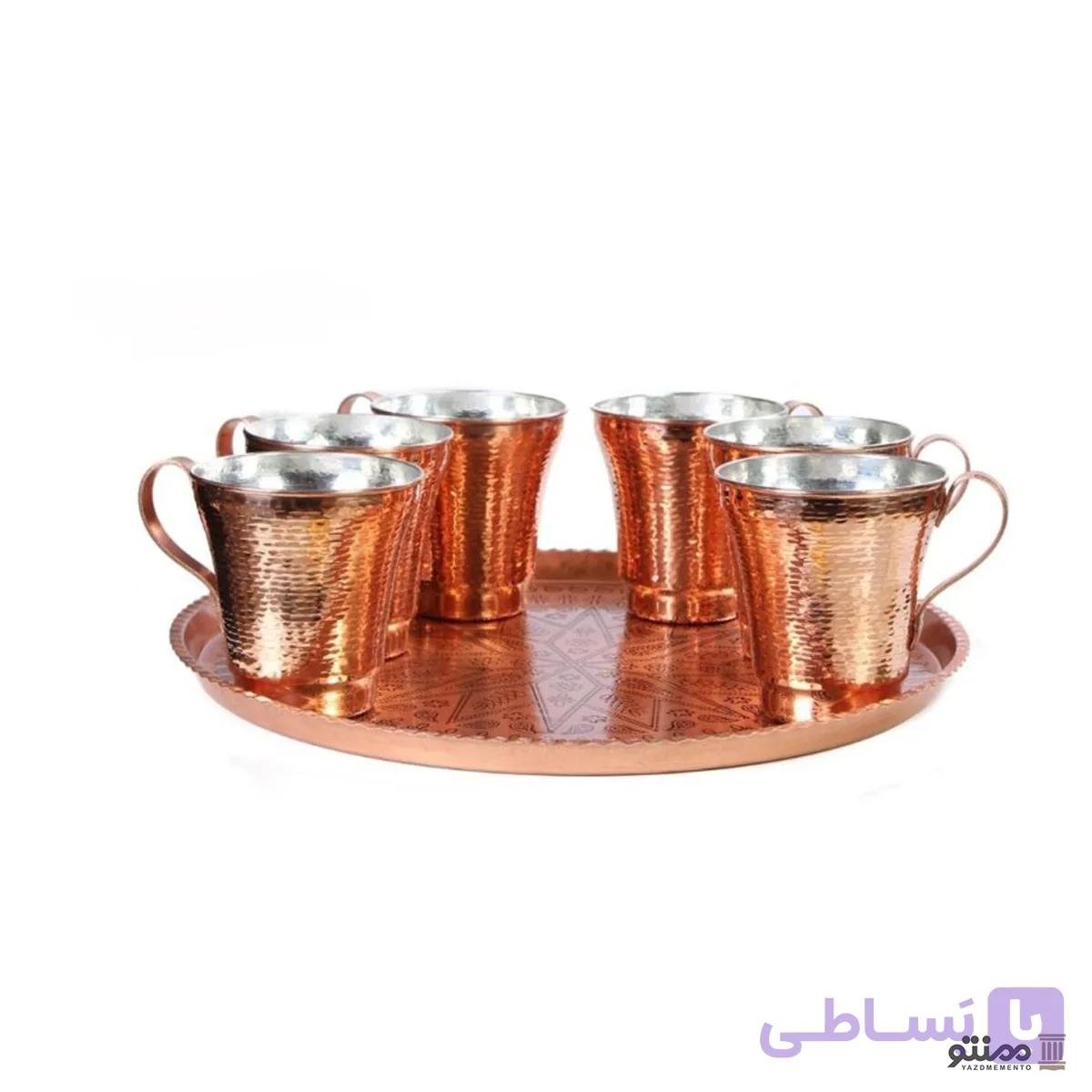 ست 7 عددی سینی و لیوان مسی کد 22 — تصویر 1