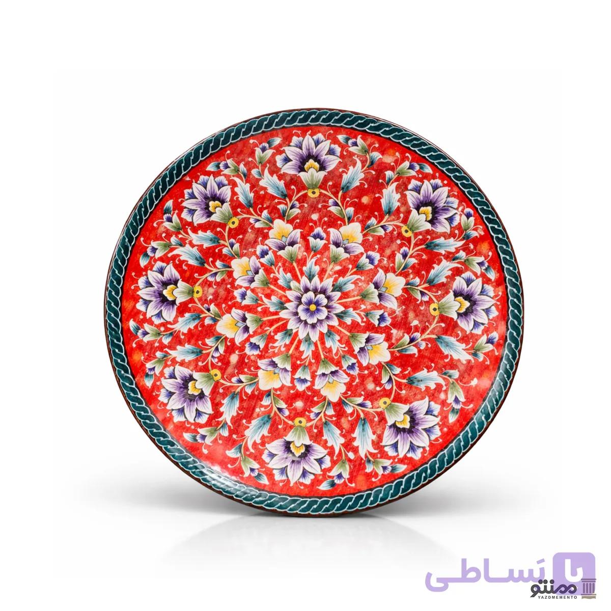 بشقاب میناکاری باغ گل سرنج دهنه 16 سانتی متری