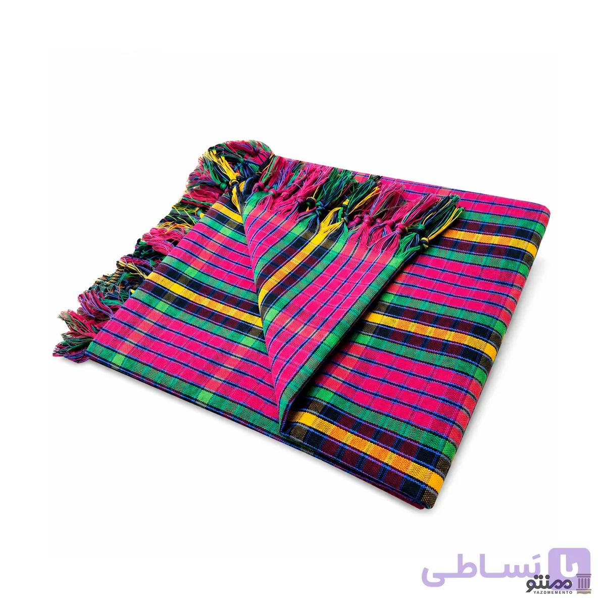 سفره نان پنبه ای ریشه دار چند رنگ 150*150 سانتی متر — تصویر 1