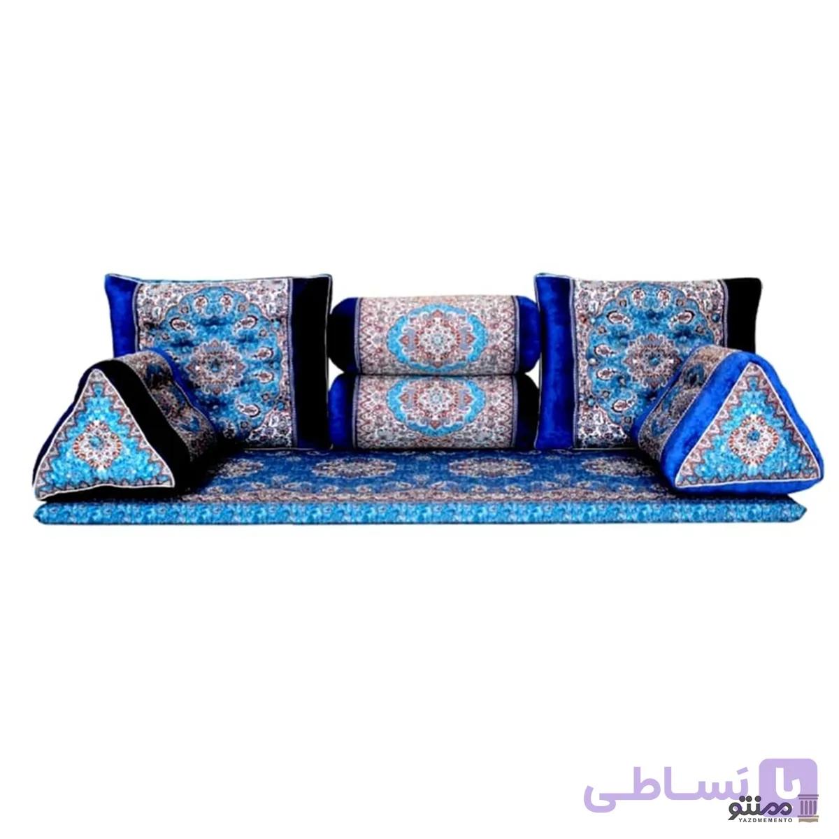 سرویس شاه نشین مبلمان سنتی خان سالار رنگ آبی — تصویر 1