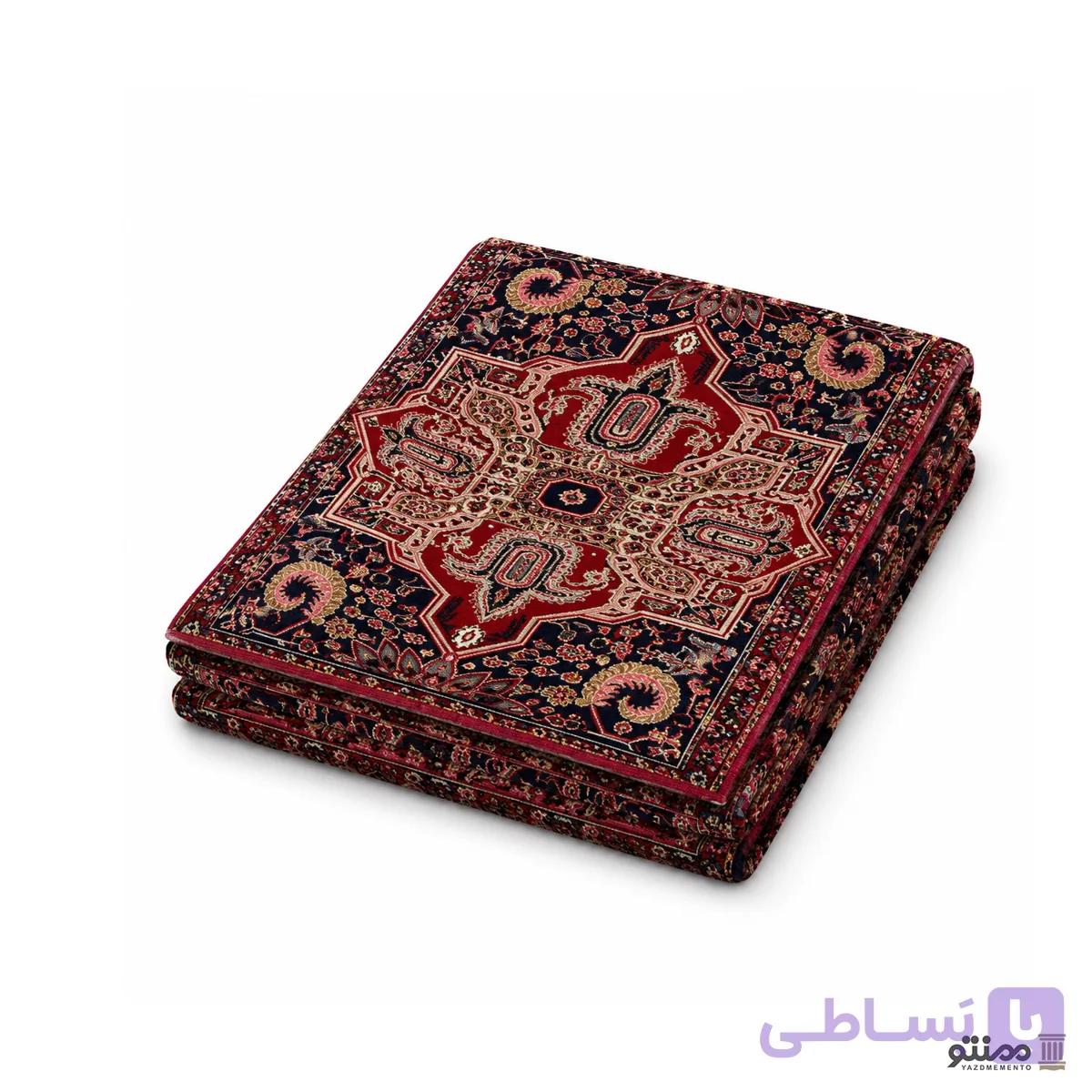 روفرشی مخمل زرتاب یزد طرح شعله قرمز زرشکی — تصویر 1