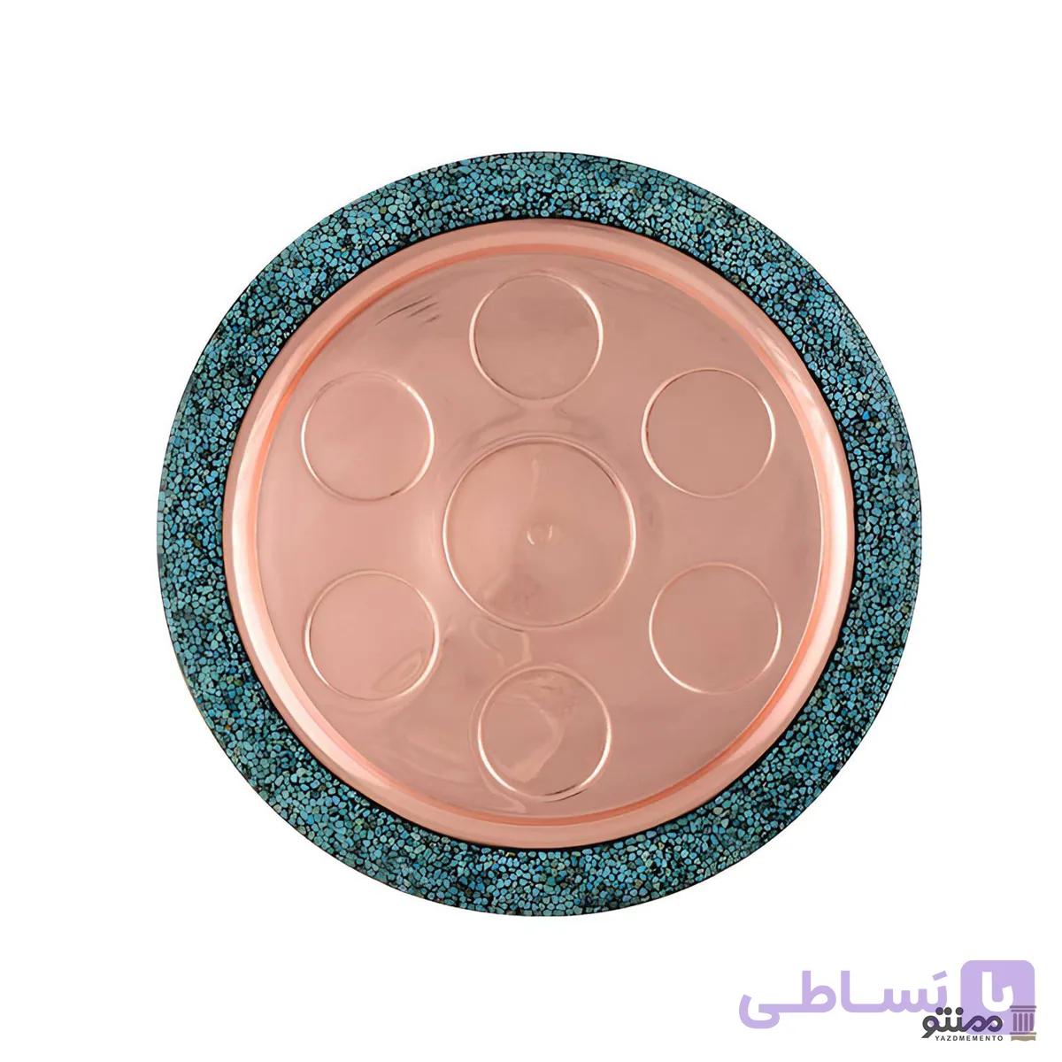 سینی چای خوری فیروزه کوبی آقاجانی کوچک دهنه 37 — تصویر 1
