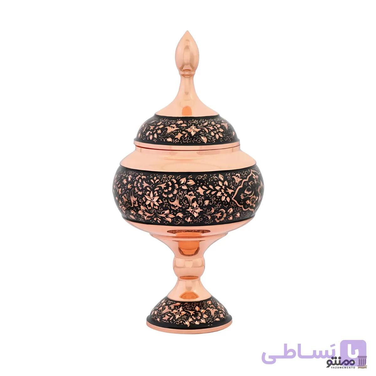شکلات خوری مسی الماس تراش آقاجانی سایز متوسط ارتفاع 28