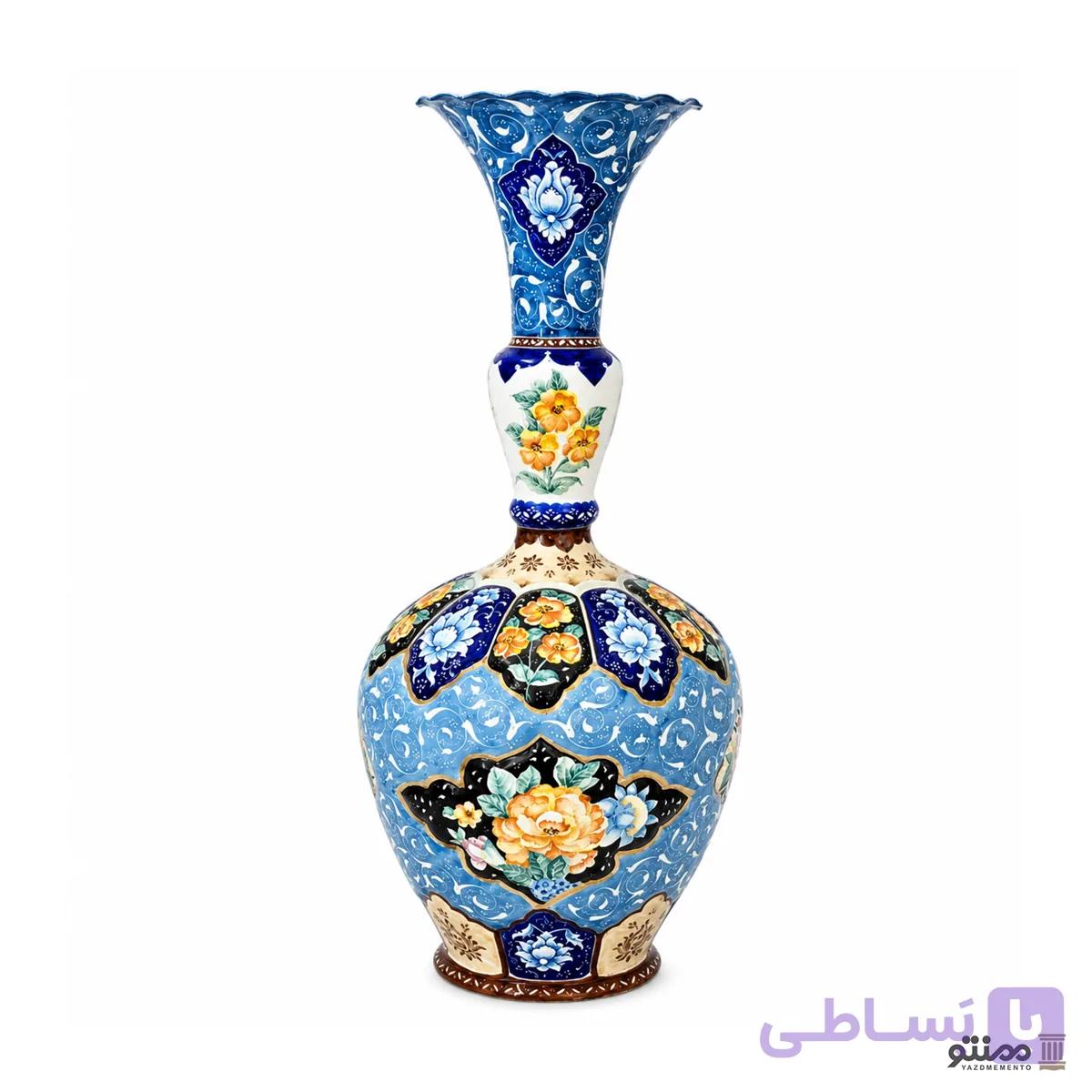 گلدان میناکاری گل و مرغ 65 سانتی بسته 2 عددی — تصویر 1