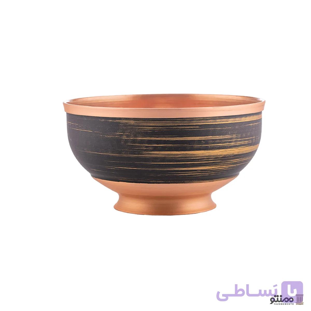 کاسه رنگی پایه دار مسی رنگ مشکی طلایی — تصویر 1