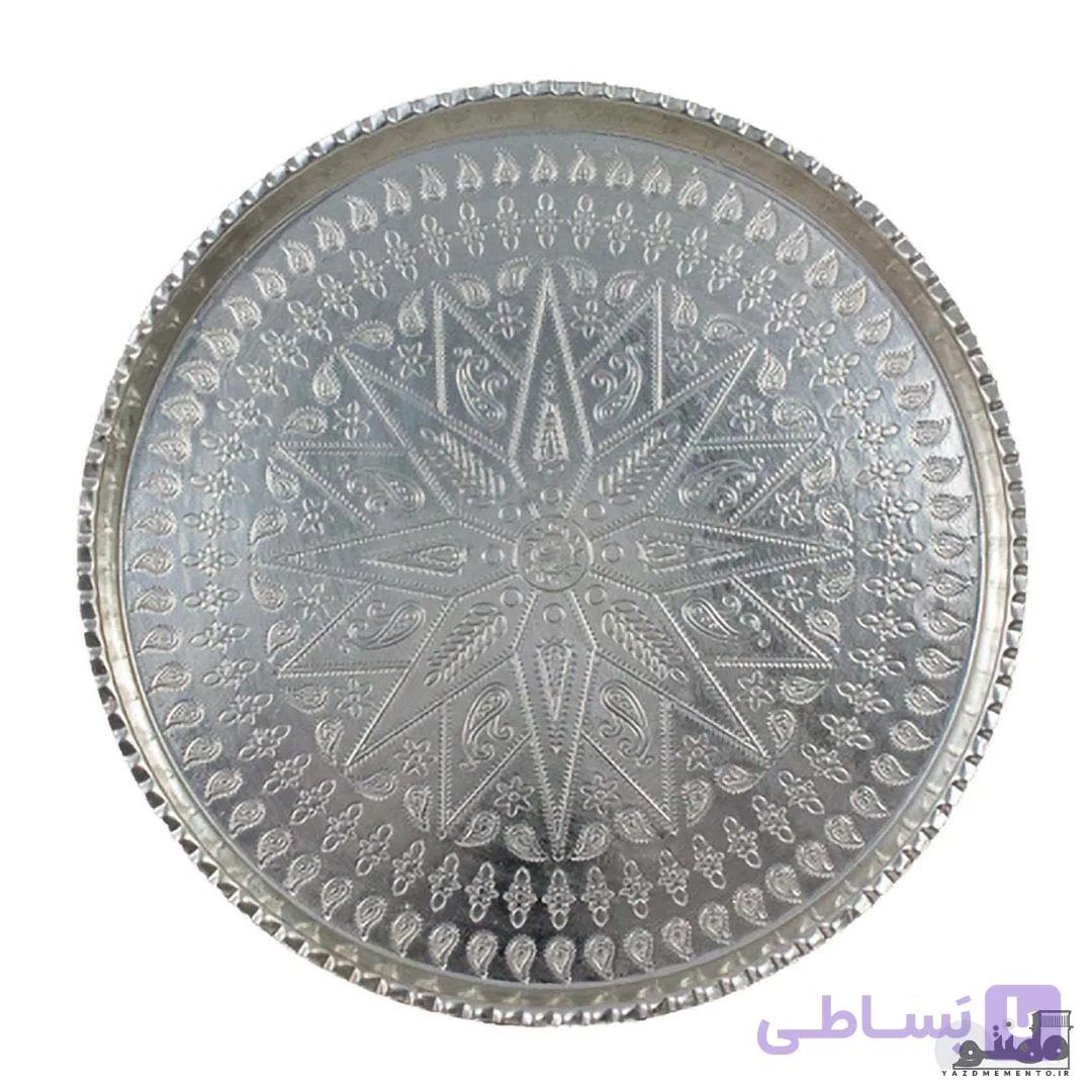 سینی مسی گرد نقره ای سایز 3 دهنه 20 — تصویر 1