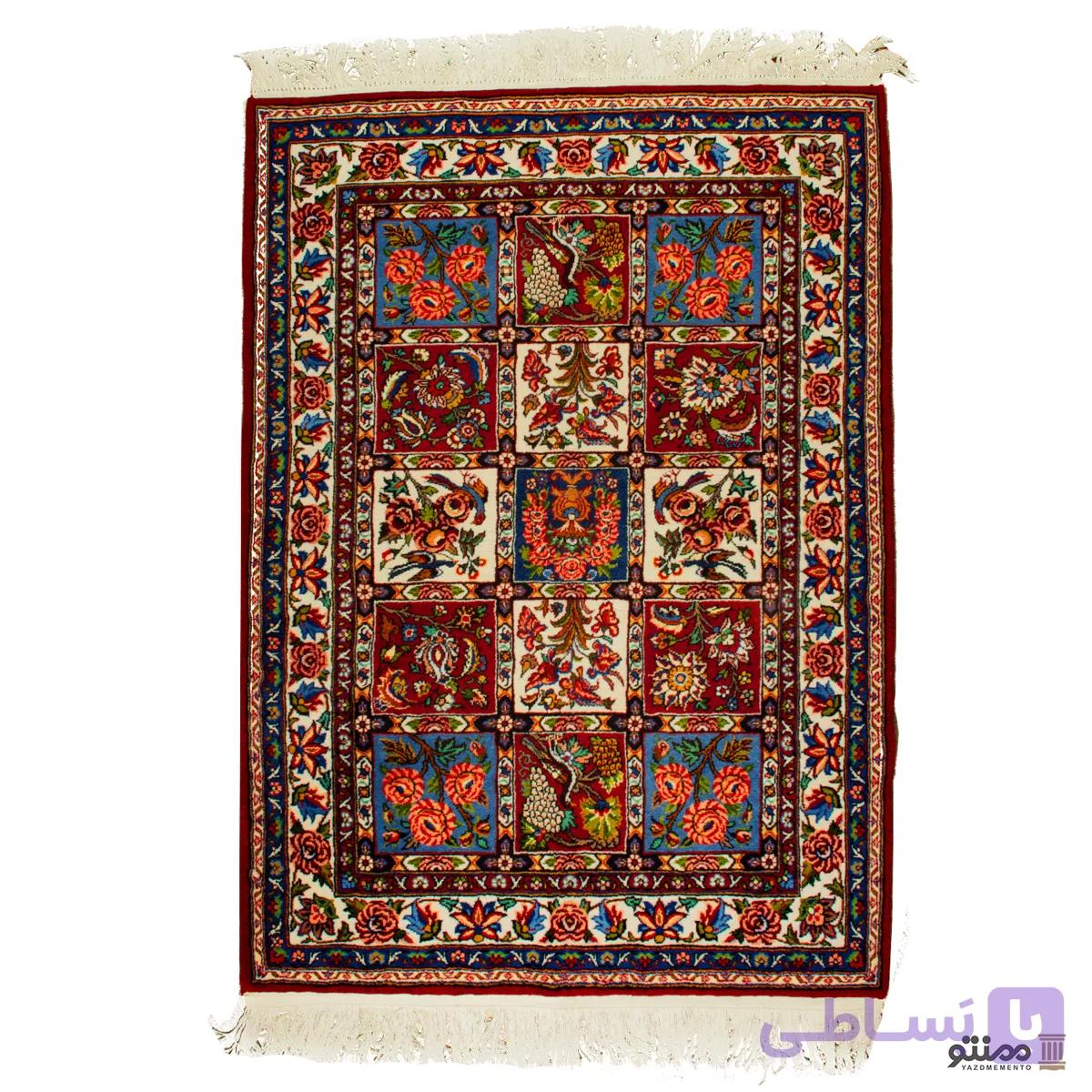 قالیچه دستباف زرع و نیم بختیاری پشم و ابریشم سایز ۱55×۱0۰ — تصویر 1