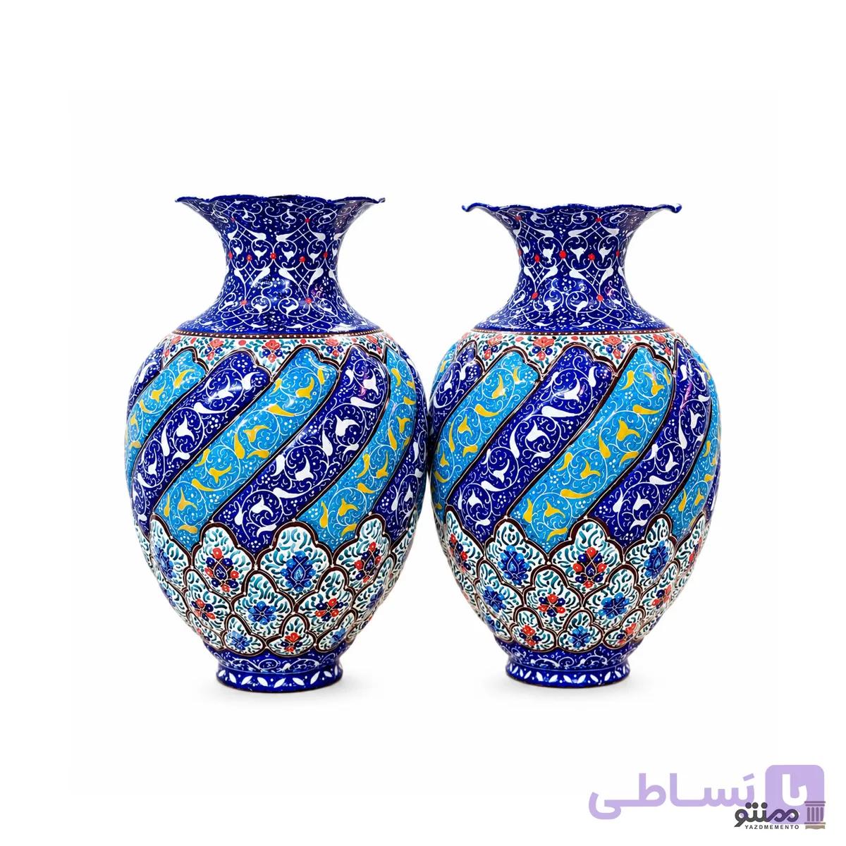 گلدان بلونی پیچ دار میناکاری 25 سانتی بسته 2 عددی — تصویر 1