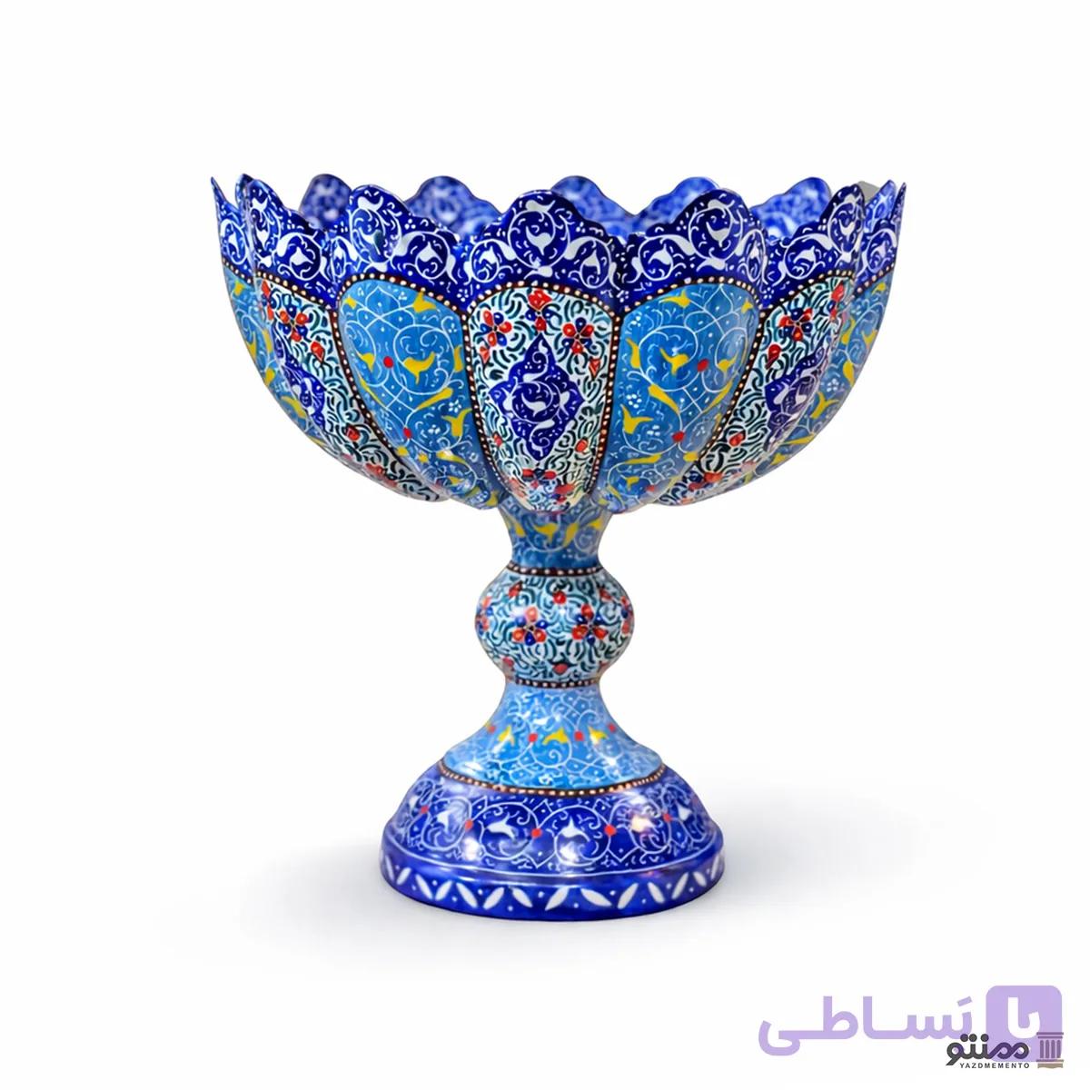 کاسه میناکاری آجیل خوری پایه دار 25 سانتی متری — تصویر 1