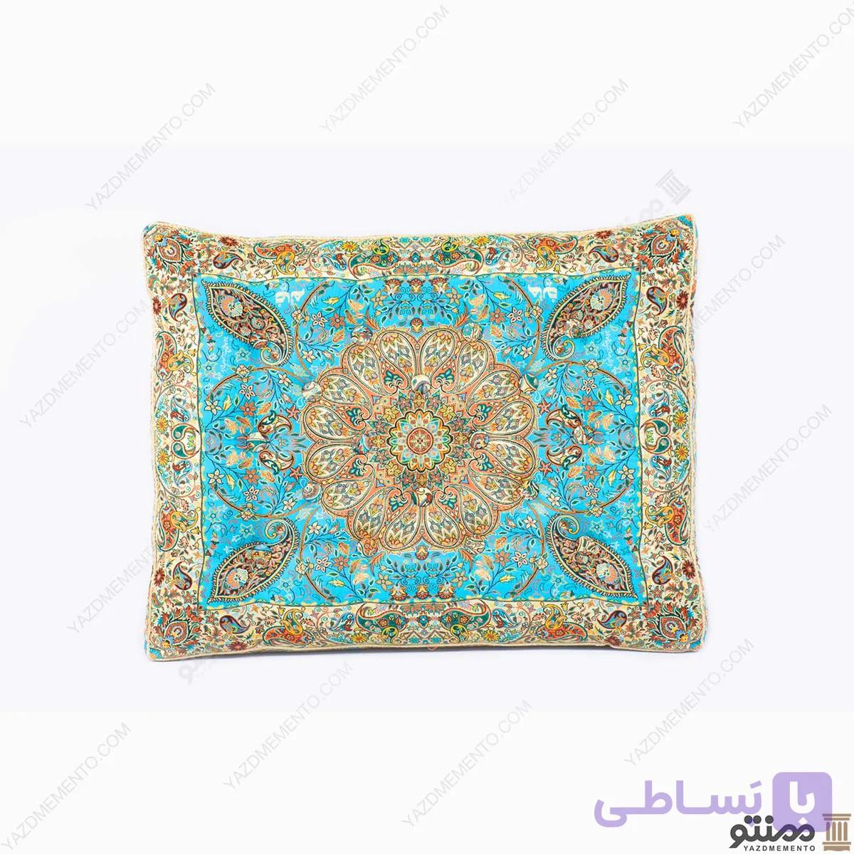پشتی سنتی ترمه افشار – بسته 2 عددی آبی آسمانی — تصویر 1