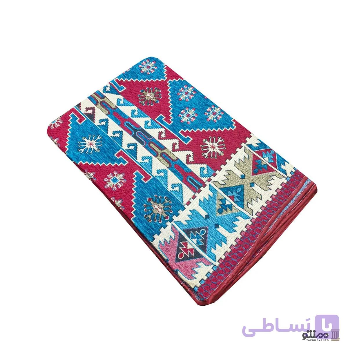 روفرشی مخمل یزد مدل دیپلمات رنگ قرمز و آبی فیروزه ای — تصویر 1