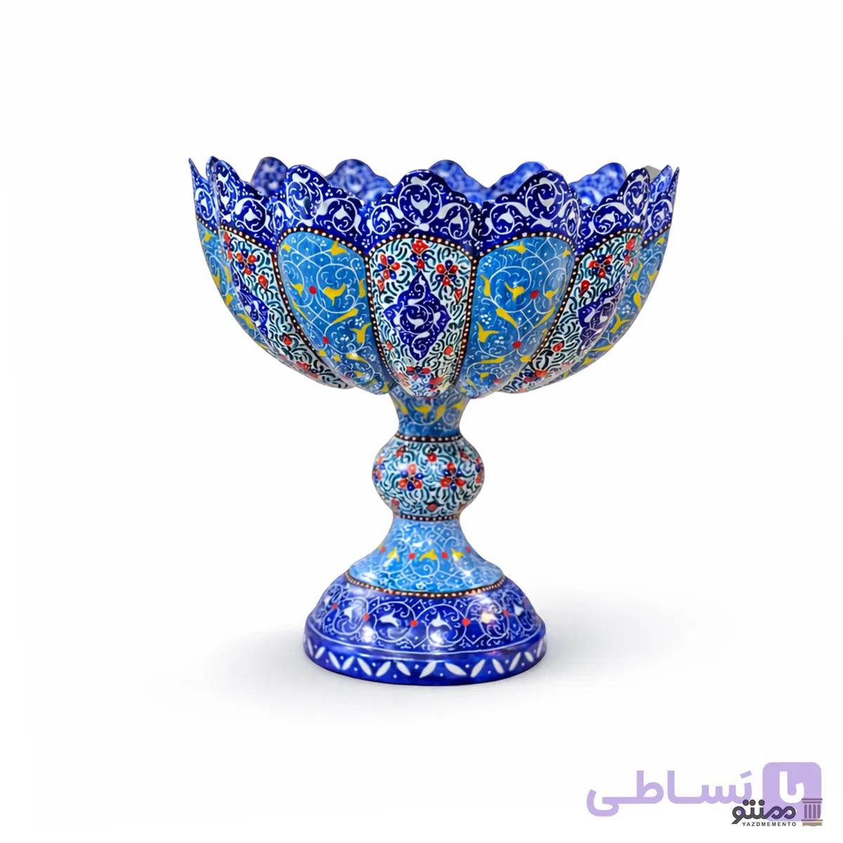 کاسه میناکاری آجیل خوری پایه دار 20 سانتی متری — تصویر 1