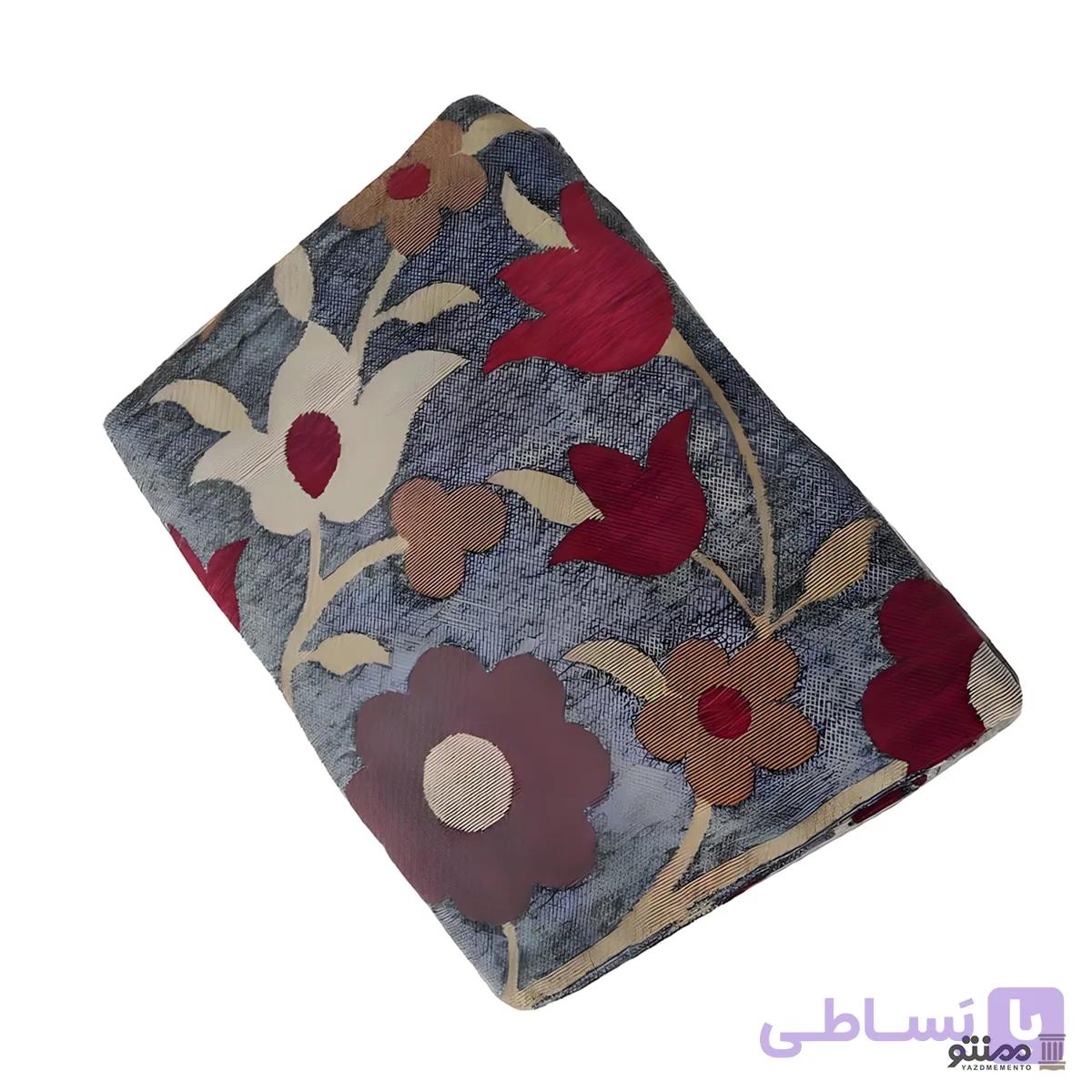 روفرشی دو رو مخمل طرح گل انار رنگ آبی — تصویر 1