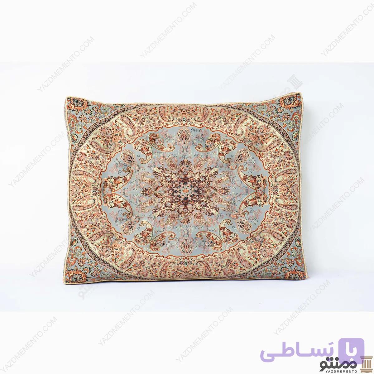 پشتی سنتی ترمه شاهسوند – بسته 2 عددی آبی — تصویر 1