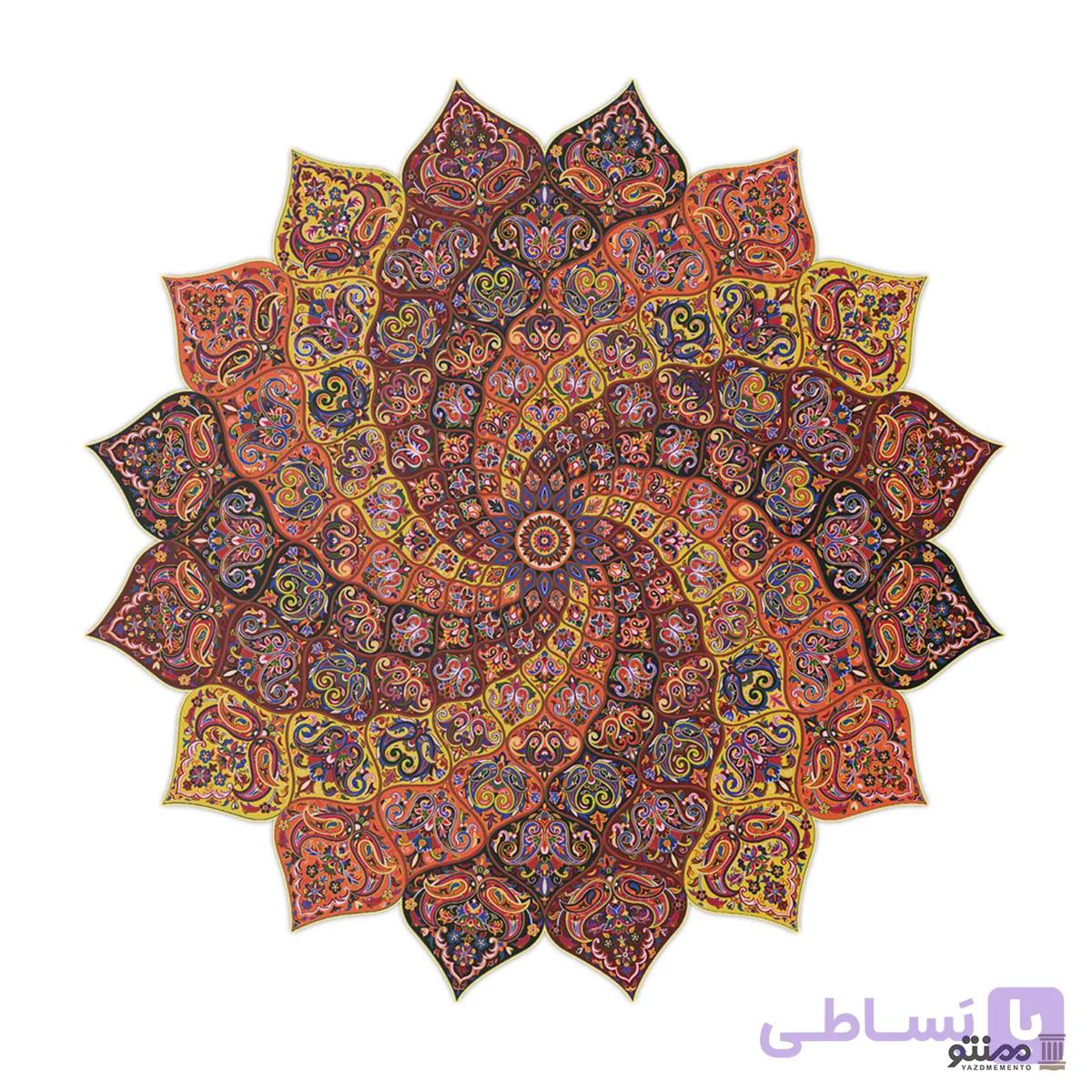 رومیزی گرد ترمه طرح آبادیس سنتی قطر 100 سانتی متر — تصویر 1