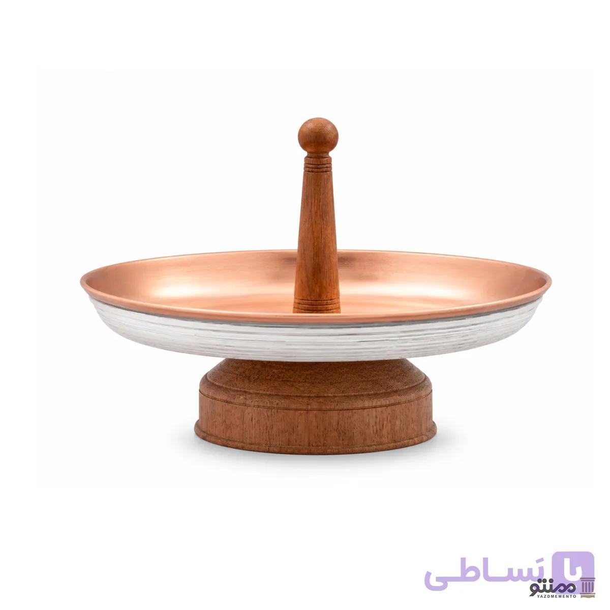 شیرینی خوری مسی مدل خط دار رنگ نقره ای سفید — تصویر 1