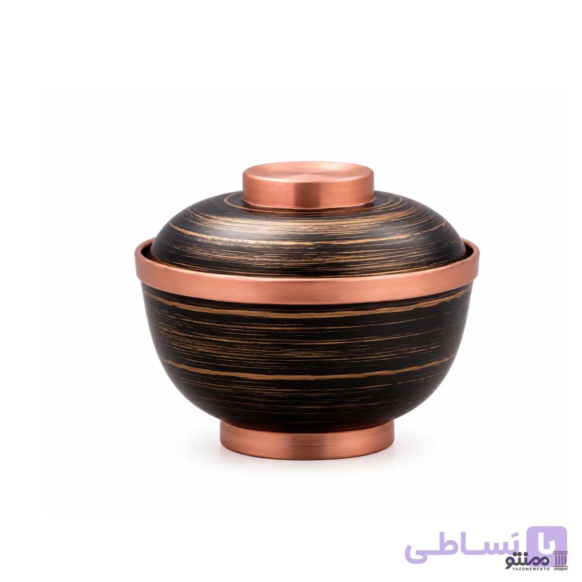 شکلات خوری مسی مدل خط دار رنگ مشکی مسی — تصویر 1