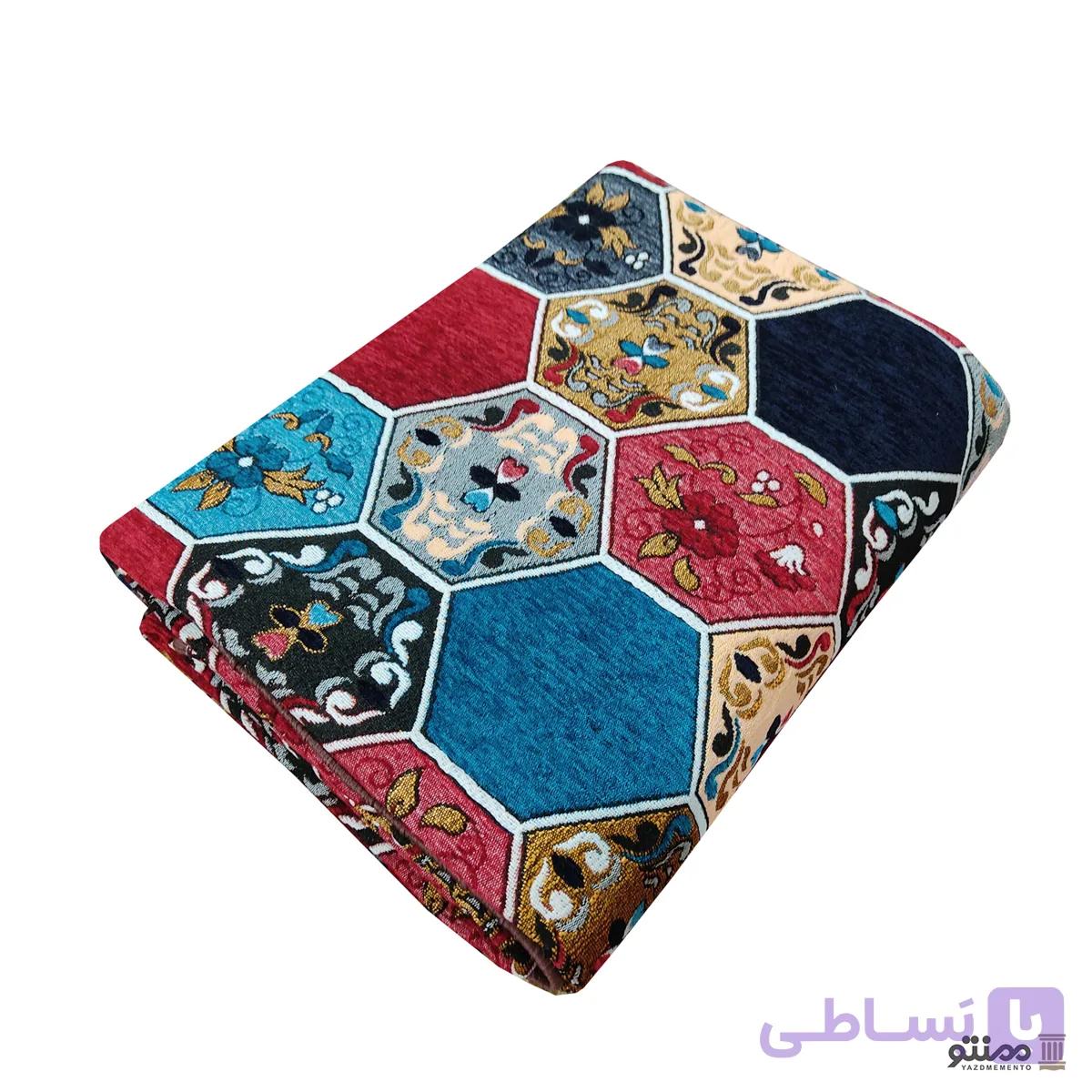 روفرشی شانل مخمل سوپر گلشن طرح زنبوری رنگ طوسی — تصویر 1