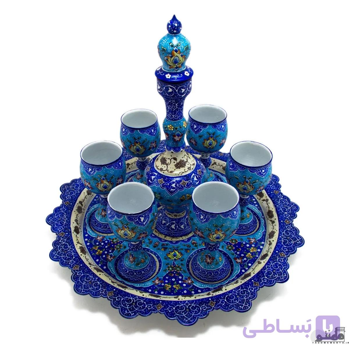 سرویس تنگ، جام و سینی مینا کاری پرداز — تصویر 1
