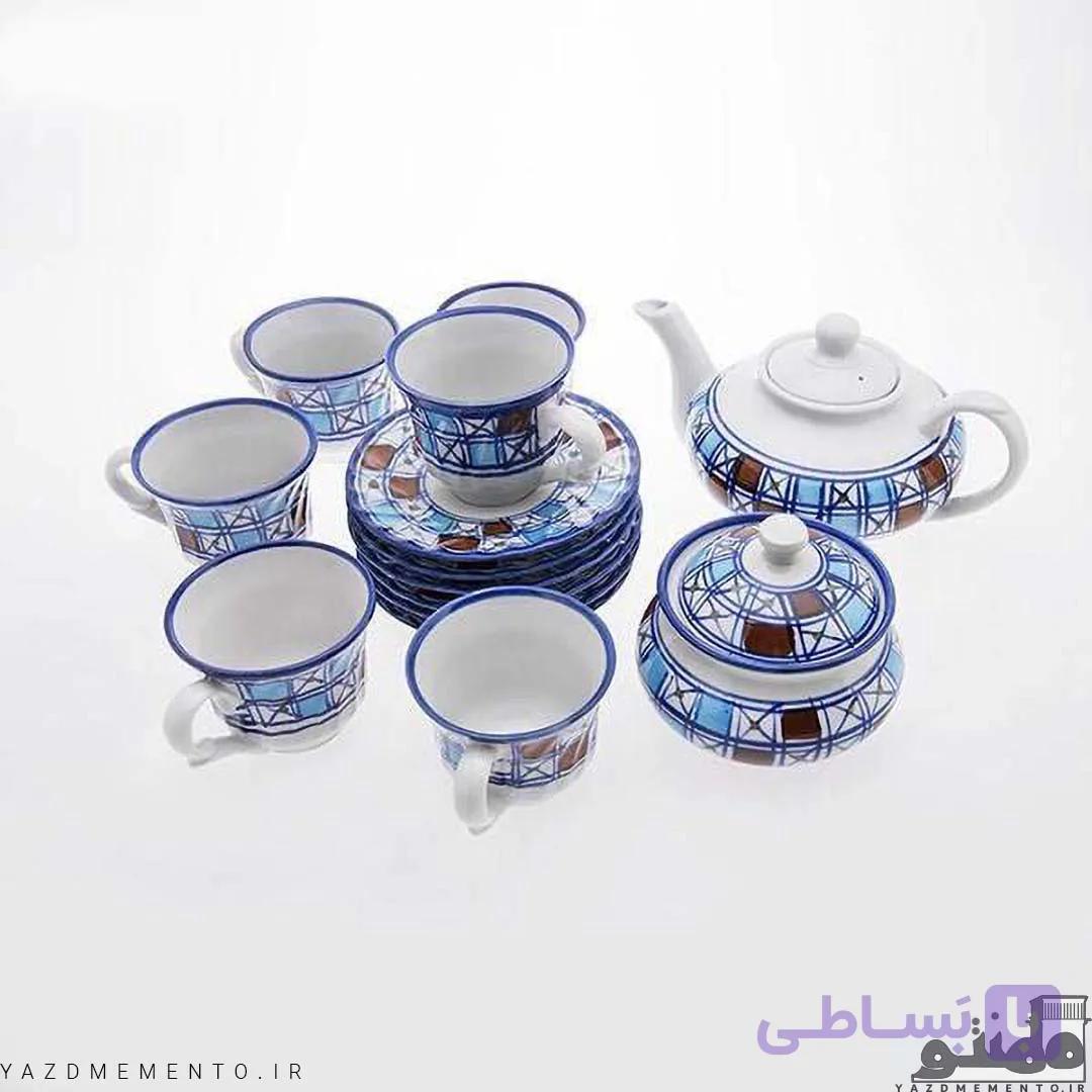 سرویس چای خوری 16 پارچه چینی مدل شطرنجی — تصویر 1