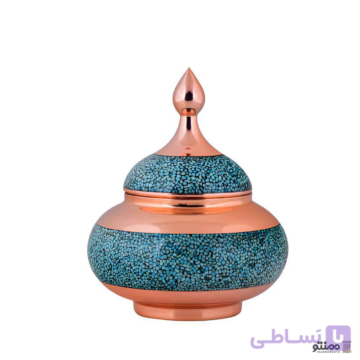 قندان فیروزه کوبی آقا جانی سایز متوسط ارتفاع ۱4 — تصویر 1
