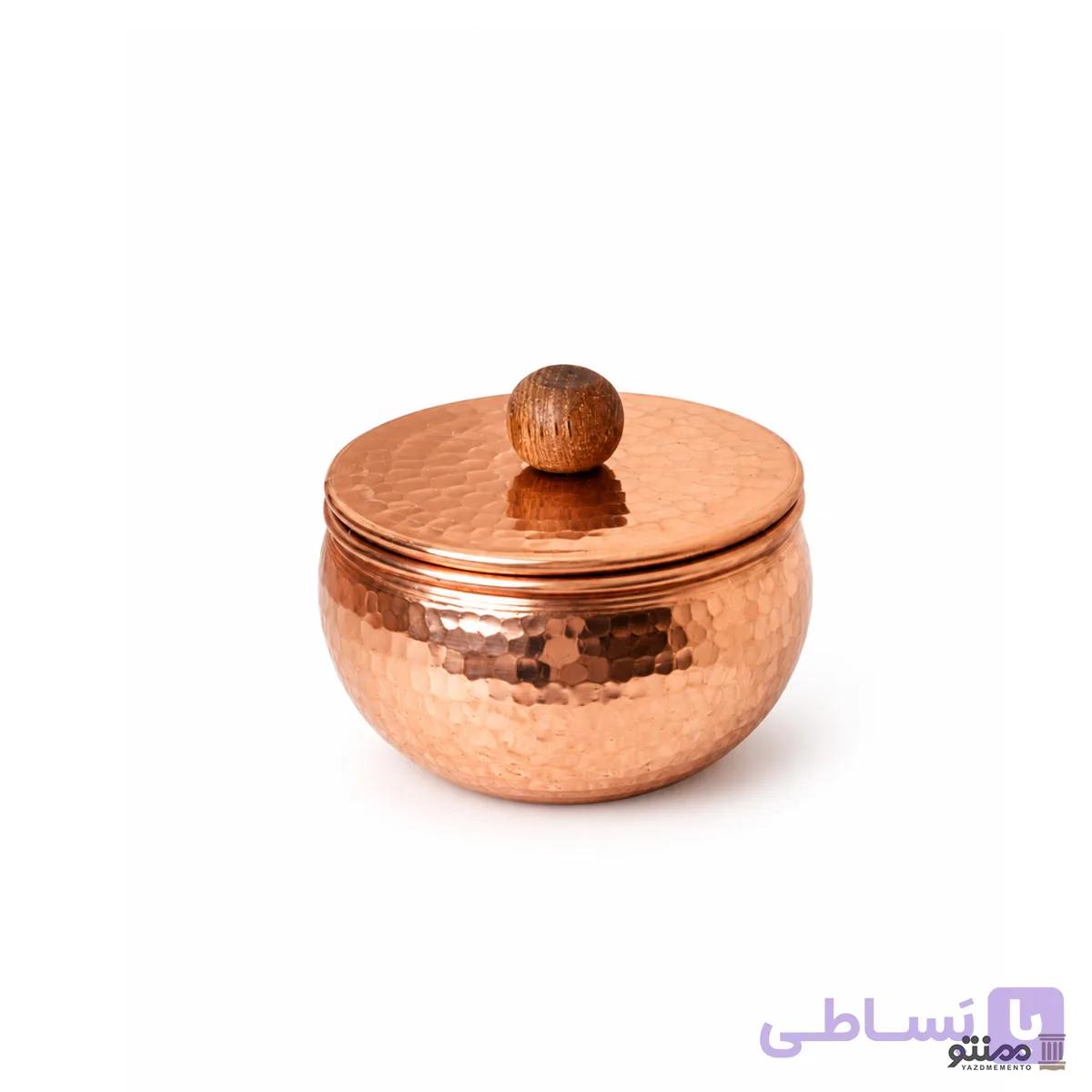 قندان مسی درب دار مدل درین 8*8 سانتی متر — تصویر 1