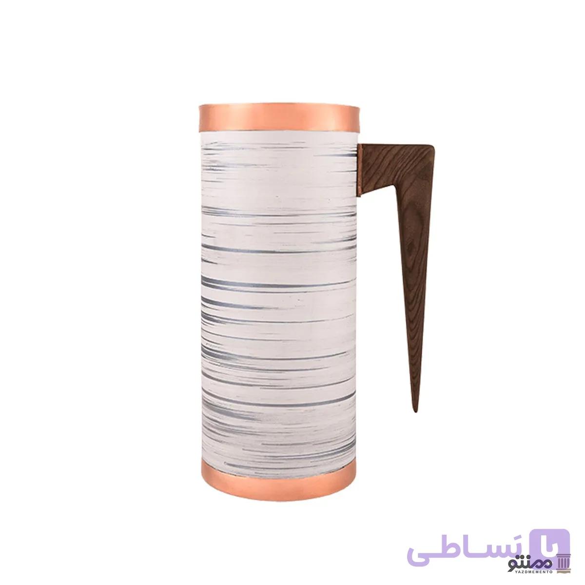پارچ رنگی مسی مدل استوانه خطی سفید نقره ای — تصویر 1