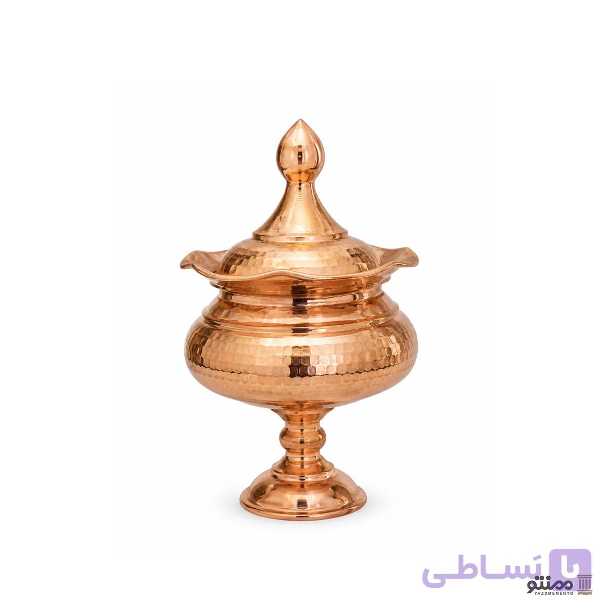 قندان پایه دار مسی مدل سفینه ای الماس تراش نانو شده 10*18 — تصویر 1