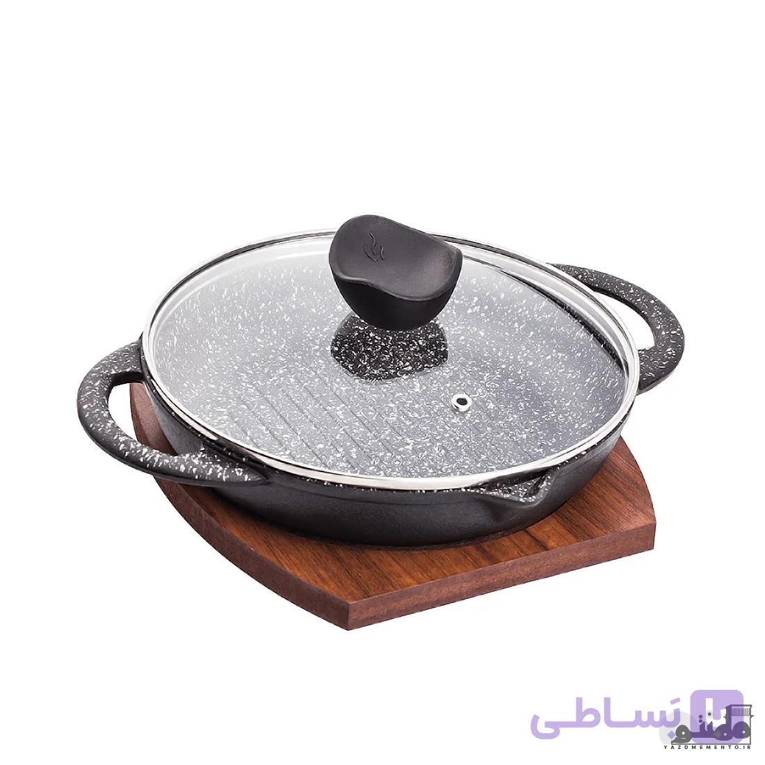 تابه ووک گریل چدن مدل Teyam درب شیشه ای — تصویر 1