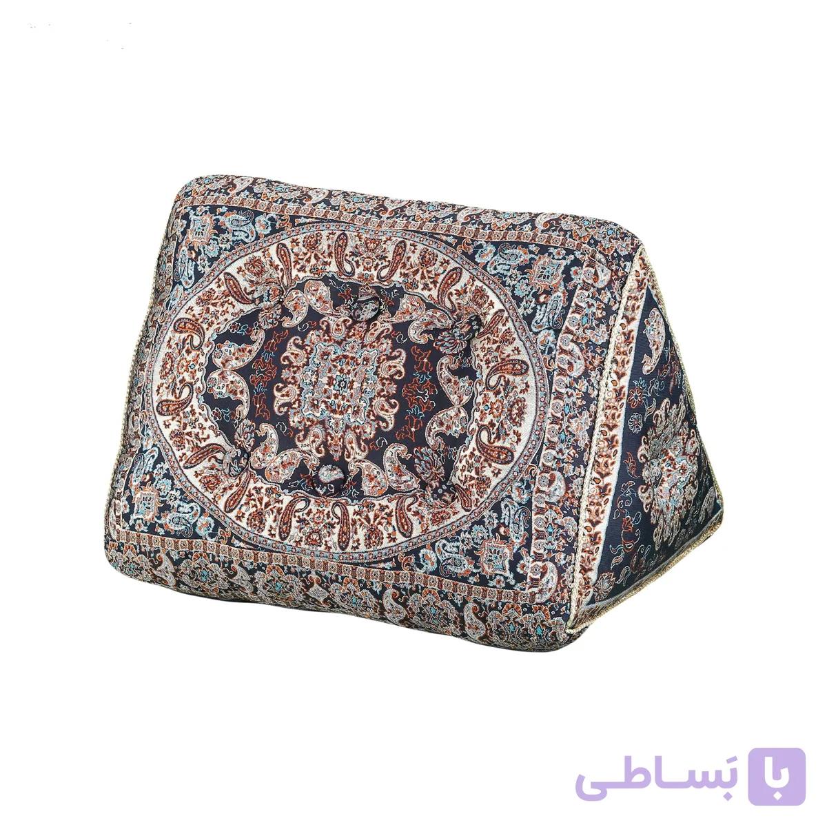 پشتی مثلثی سنتی ترمه شاهسوند – بسته 2 عددی زنبوری سرمه ای