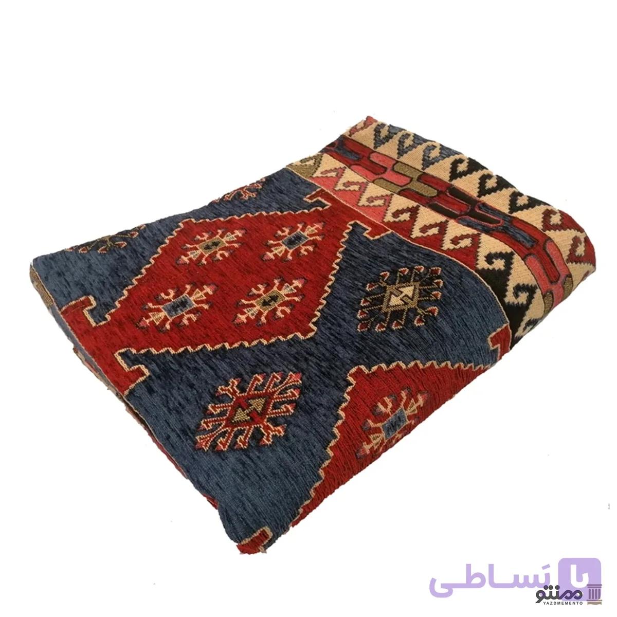 روفرشی مخمل یزد مدل دیپلمات رنگ آبی و قرمز — تصویر 1
