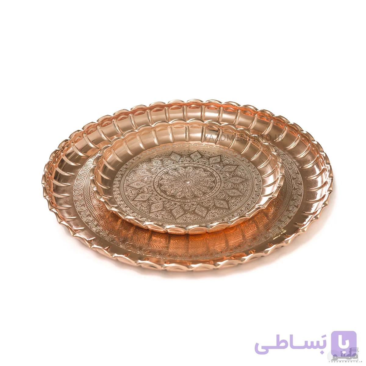 سینی پذیرایی مسی بدون دسته