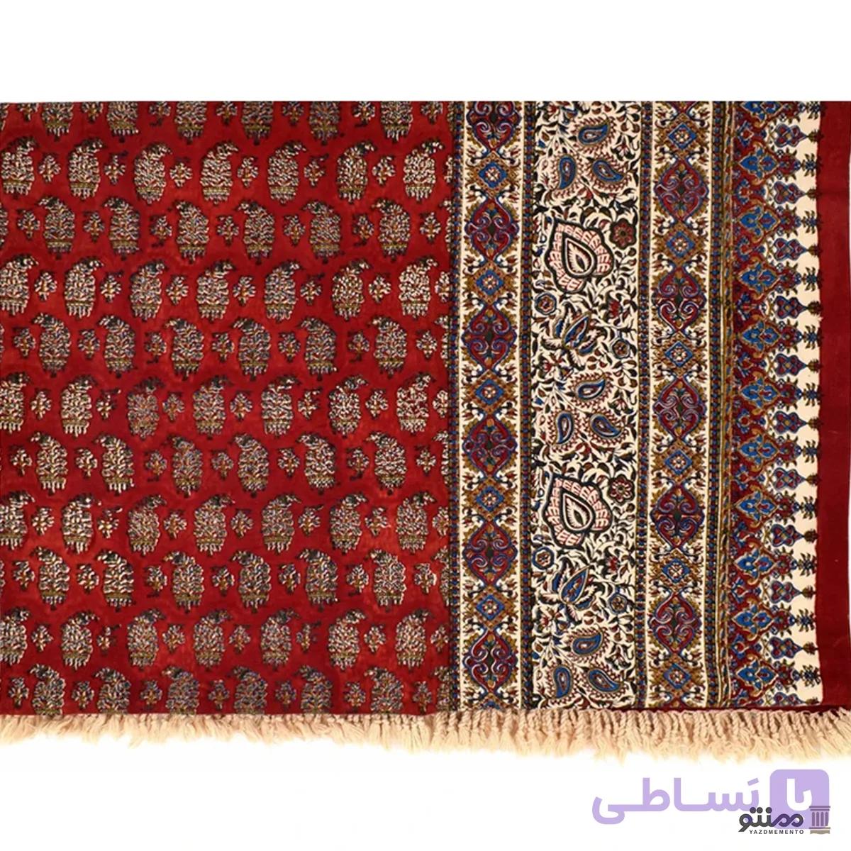 رومیزی مربع قلمکار اصفهان طرح قالیچه صادراتی 100*100 — تصویر 1