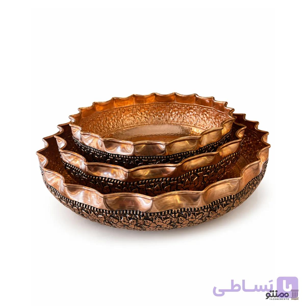 سرویس پذیرایی مسی طرح گلستان سه پایه نانو شده سه تکه — تصویر 1