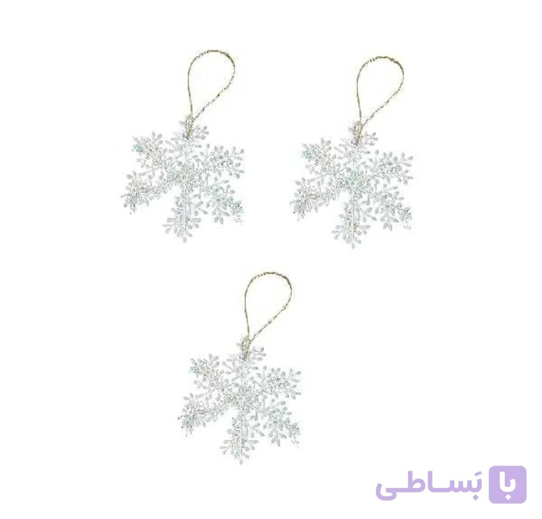 آویز درخت کریسمس طرح دانه برف مجموعه ۳عددی