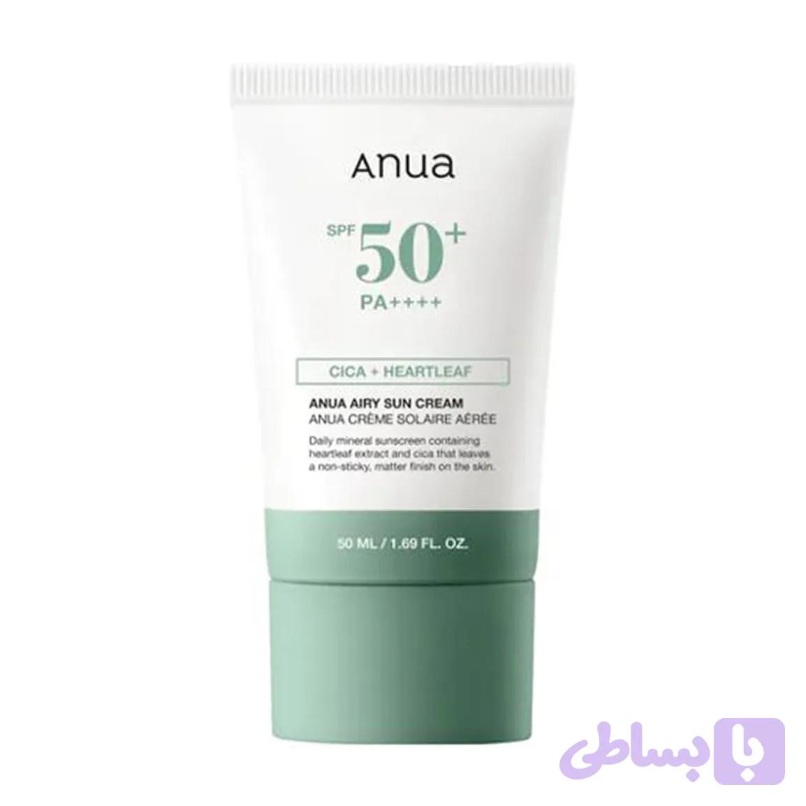 ضد آفتاب آنوا مدل Airy Sun Cream Cica + Heartleaf با SPF50+ مناسب همه انواع پوست ۵۰ میلی لیتر